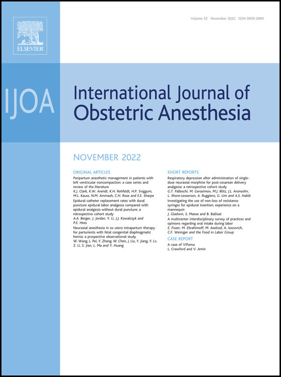 International Journal of Obstetric Anaesthesia Elsevier Pharma Solutions